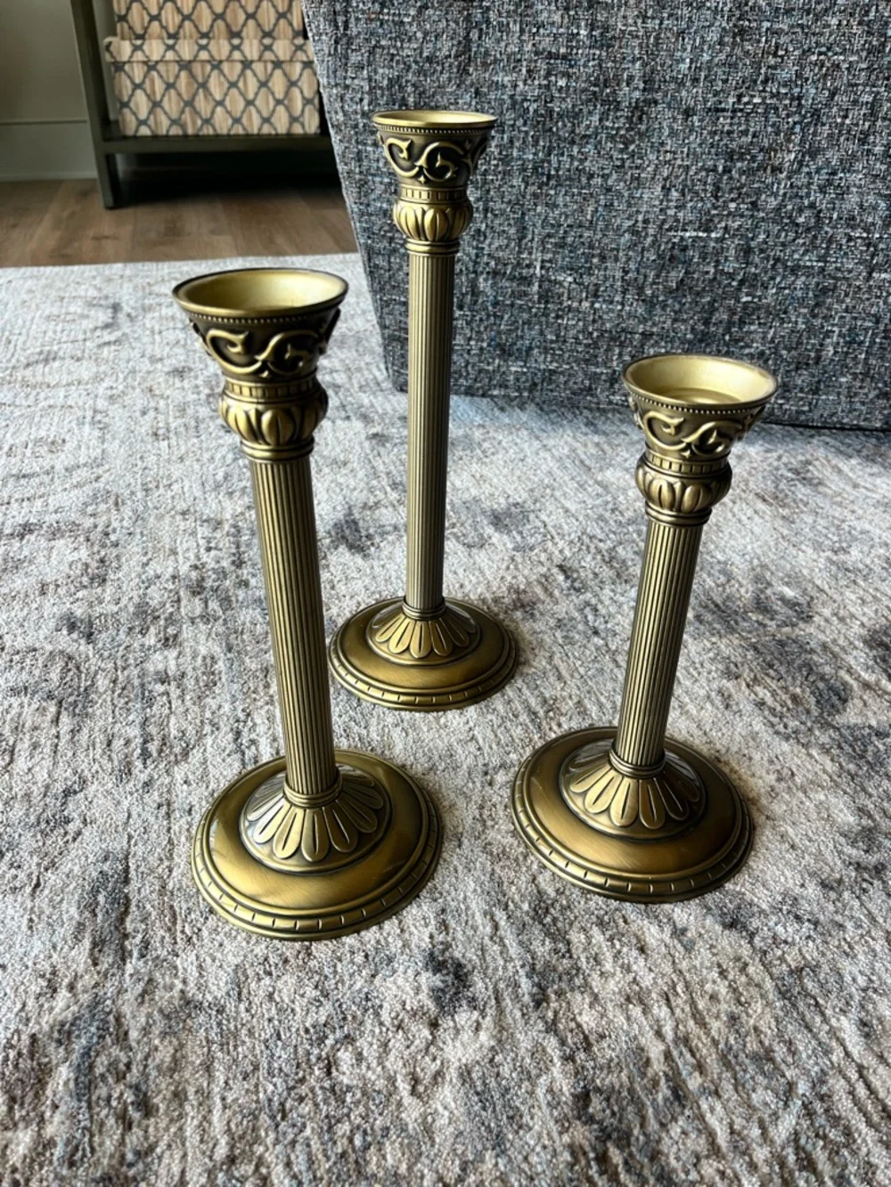 PartyLite Antique Gold Ornate Metal Candle Holders - Set of 3 - Picture 1 of 6